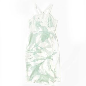 BCBGeneration Mint & White Abstract Floral Midi Dress